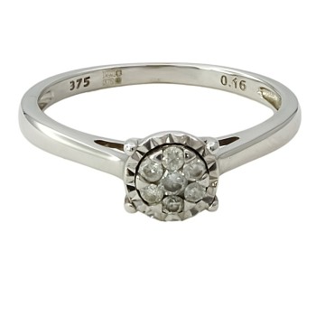 9ct White Gold Diamond 0.15cts Cluster Ring Size N